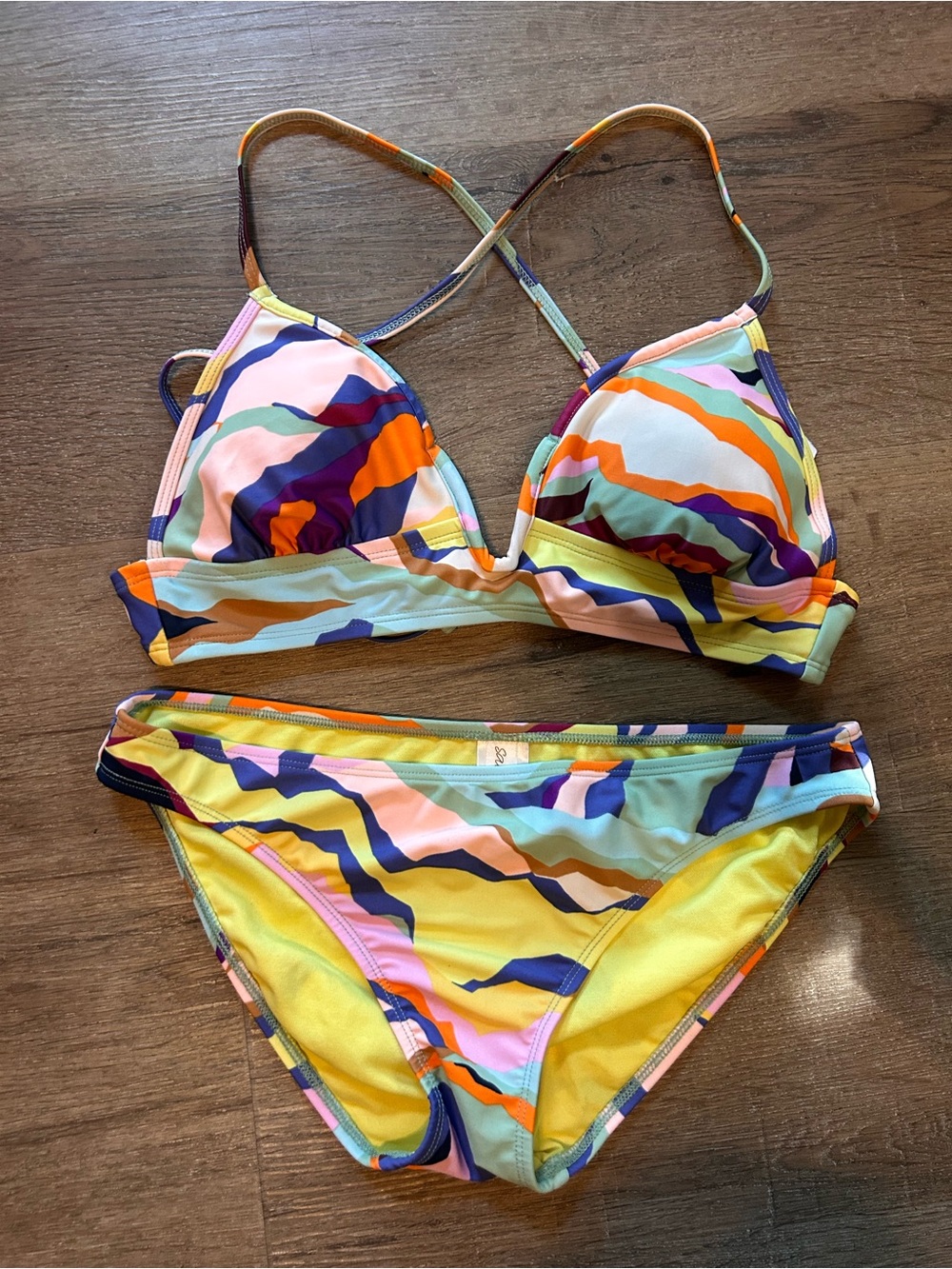 Salt + Cove Bikini Set Womens Size M Multicolor Abstract Triangle Top